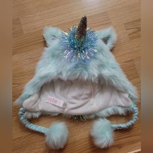 Justice Unicorn one size kids hat and ear muffs